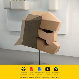 Knight Helmet with articulated face Cardboard Template | DIY Costume and Cosplay Pattern | SVG PDF image 1
