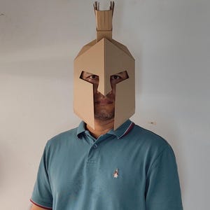Spartan Helmet Cardboard Template | DIY Leonidas Costume and Cosplay Pattern | SVG PDF resizable image 14