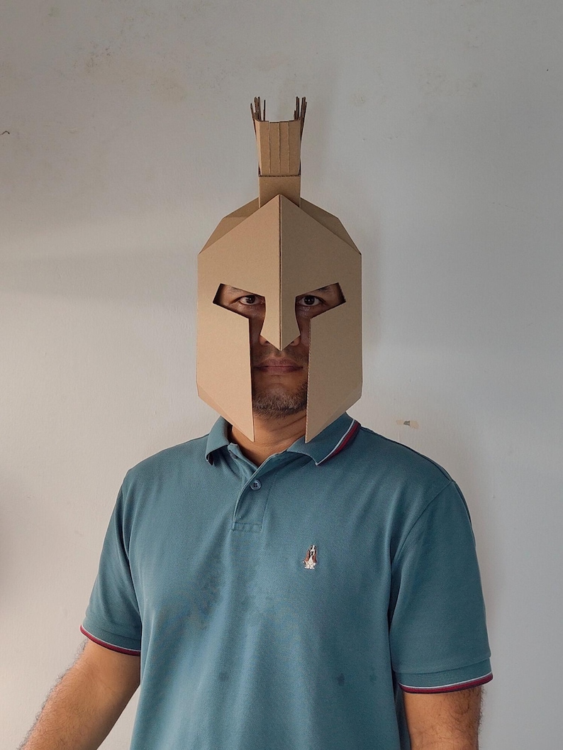 Spartan Helmet Cardboard Template | DIY Leonidas Costume and Cosplay Pattern | SVG PDF resizable image 14