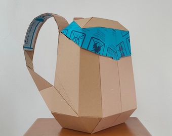 Futuristic backpack cardboard craft template DIY plan