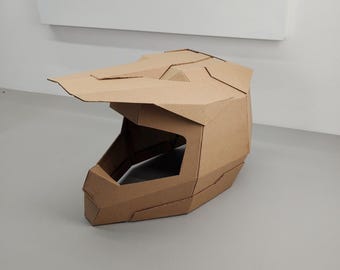 Cardboard Dirt bike helmet Template. DIY Printable Pattern for creating Dirt bike helmet from corrugated cardboard