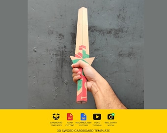 Long narrow sword Cardboard Template | Resizable SVG PDF Blueprint for DIY Cosplay and Props