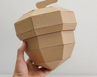 Cardboard Acorn Template: DIY Storage Hamper Pattern (PDF)