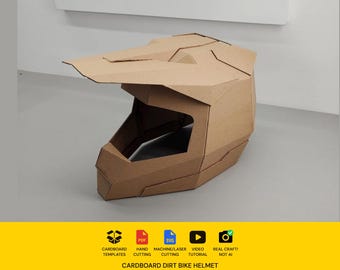 Kartonnen sjabloon crossmotor motorcrosshelm | Patroon DIY-kostuum en cosplay | SVG-pdf