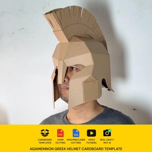 Greek helmet Cardboard Template | Agamemnon King DIY Costume and Cosplay Pattern | SVG PDF image 1