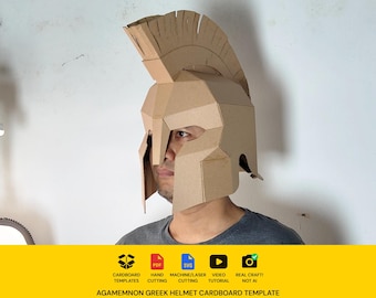 Greek helmet Cardboard Template | Agamemnon King DIY Costume and Cosplay Pattern | SVG PDF