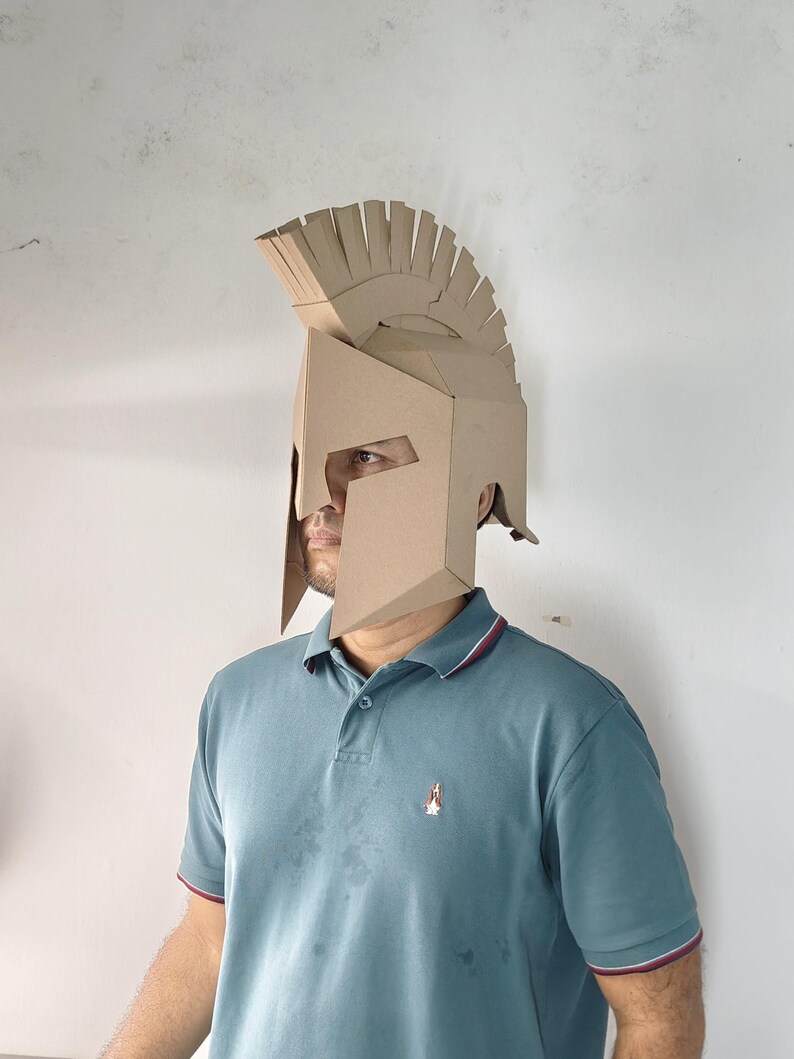 Spartan Helmet Cardboard Template | DIY Leonidas Costume and Cosplay Pattern | SVG PDF resizable image 15