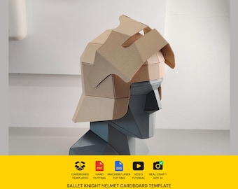Riddare Sallet hjälm kartongmall | DIY kostymrustningsmönster | SVG PDF