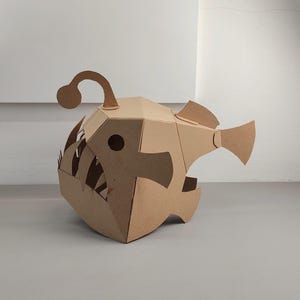 Cardboard Angler Fish Full Head Mask left view