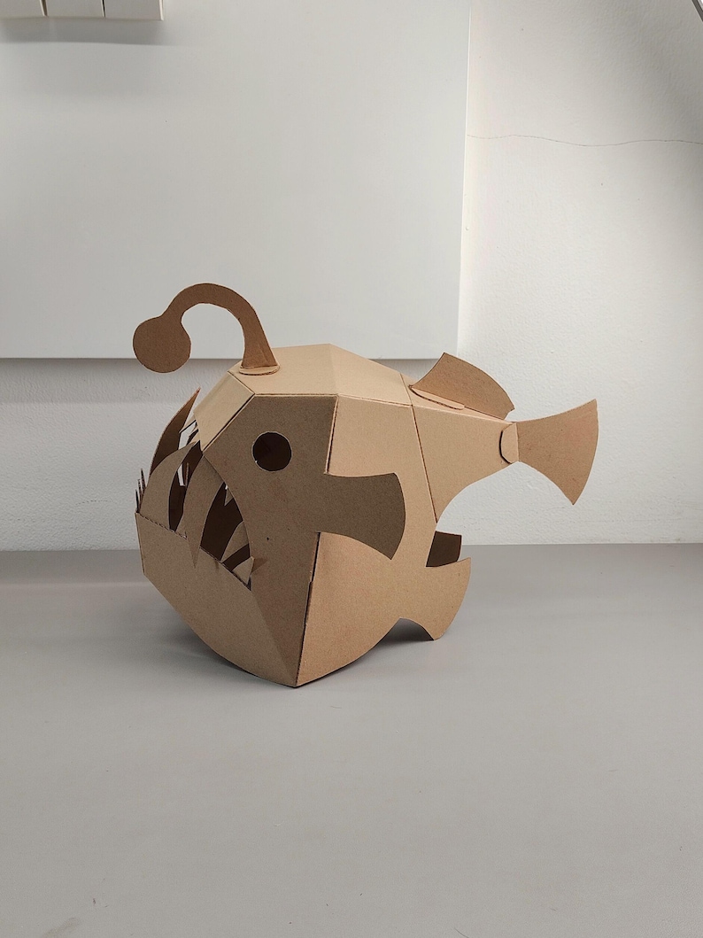 Cardboard Angler Fish Full Head Mask left view