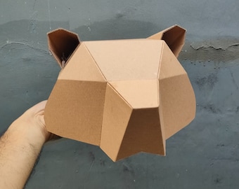 Simple Cute Cardboard  Bear Hat Template DIY plan blueprint