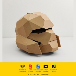 Robot Troop Helmet Cardboard Template | Resizable SVG PDF Blueprint for DIY Sci-fi Costume