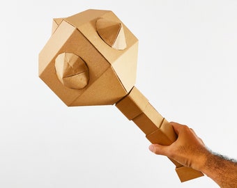 Cardboard mace with spikes template. DIY Pattern or blueprint for creating Simple huge mace with spikes from corrugated cardboard