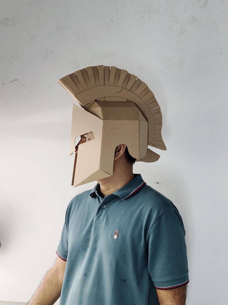 Spartan Helmet Cardboard Template | DIY Leonidas Costume and Cosplay Pattern | SVG PDF resizable image 13