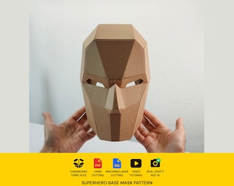 Superhero Base Mask Cardboard Template | Resizable SVG PDF Blueprint for DIY Costume and Cosplay