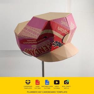 Plumber Hat Cardboard Template | DIY Costume Cosplay Pattern (PDF, SVG) image 1