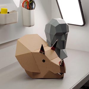 Triceratops Dino Helmet Cardboard Template | DIY Costume and Festivals Pattern | resizable SVG PDF image 2