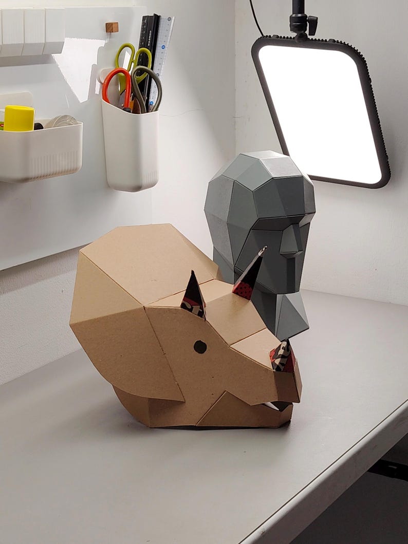 Triceratops Dino Helmet Cardboard Template | DIY Costume and Festivals Pattern | resizable SVG PDF image 2