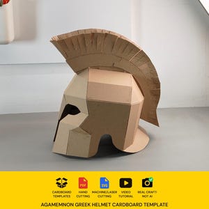 Greek helmet Cardboard Template | Agamemnon King DIY Costume and Cosplay Pattern | SVG PDF image 2