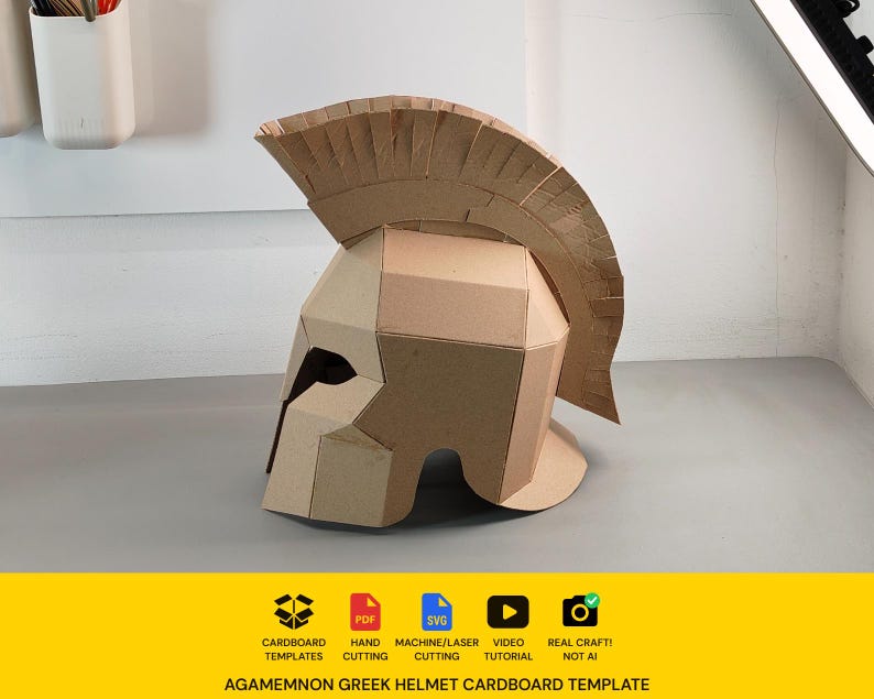 Greek helmet Cardboard Template | Agamemnon King DIY Costume and Cosplay Pattern | SVG PDF image 2