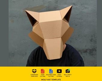 Plantilla para gorro de lobo - Patrón para manualidades de cartón (PDF y SVG escalables)