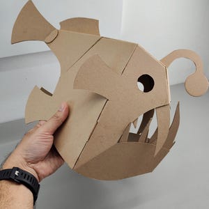 Cardboard Angler Fish Full Head Mask  Hold by hand