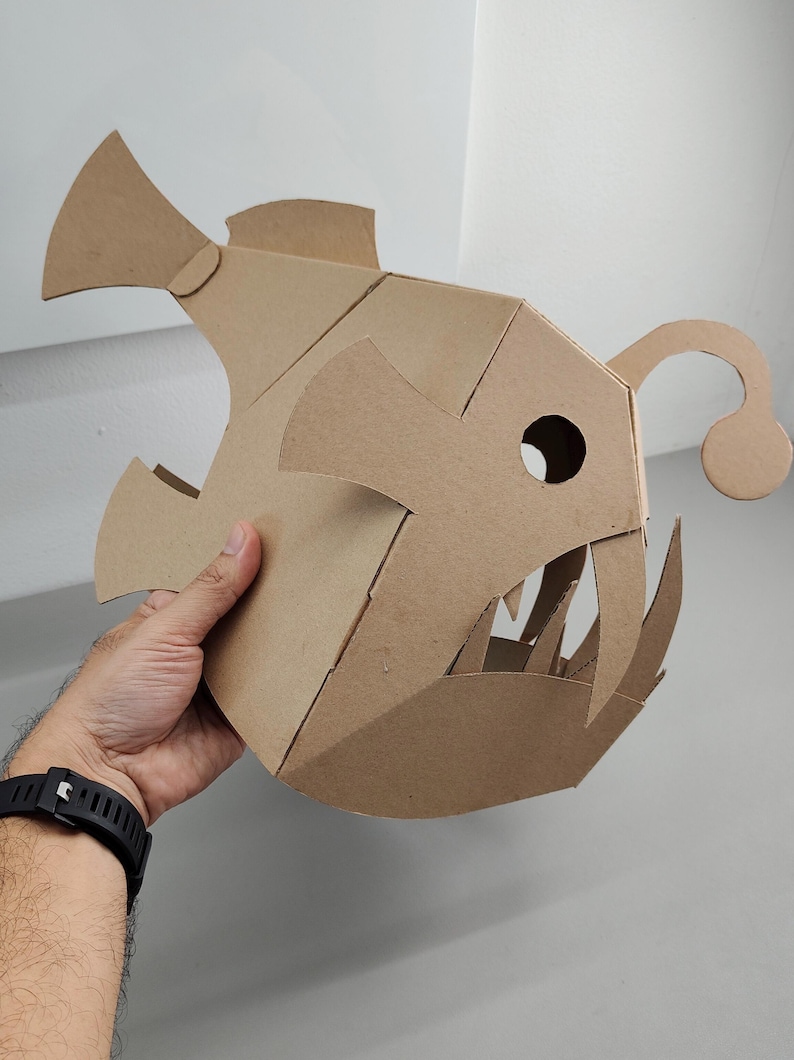 Cardboard Angler Fish Full Head Mask  Hold by hand