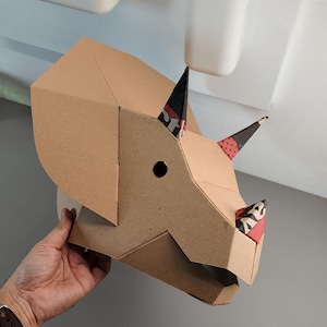 Triceratops Dino Helmet Cardboard Template | DIY Costume and Festivals Pattern | resizable SVG PDF image 5