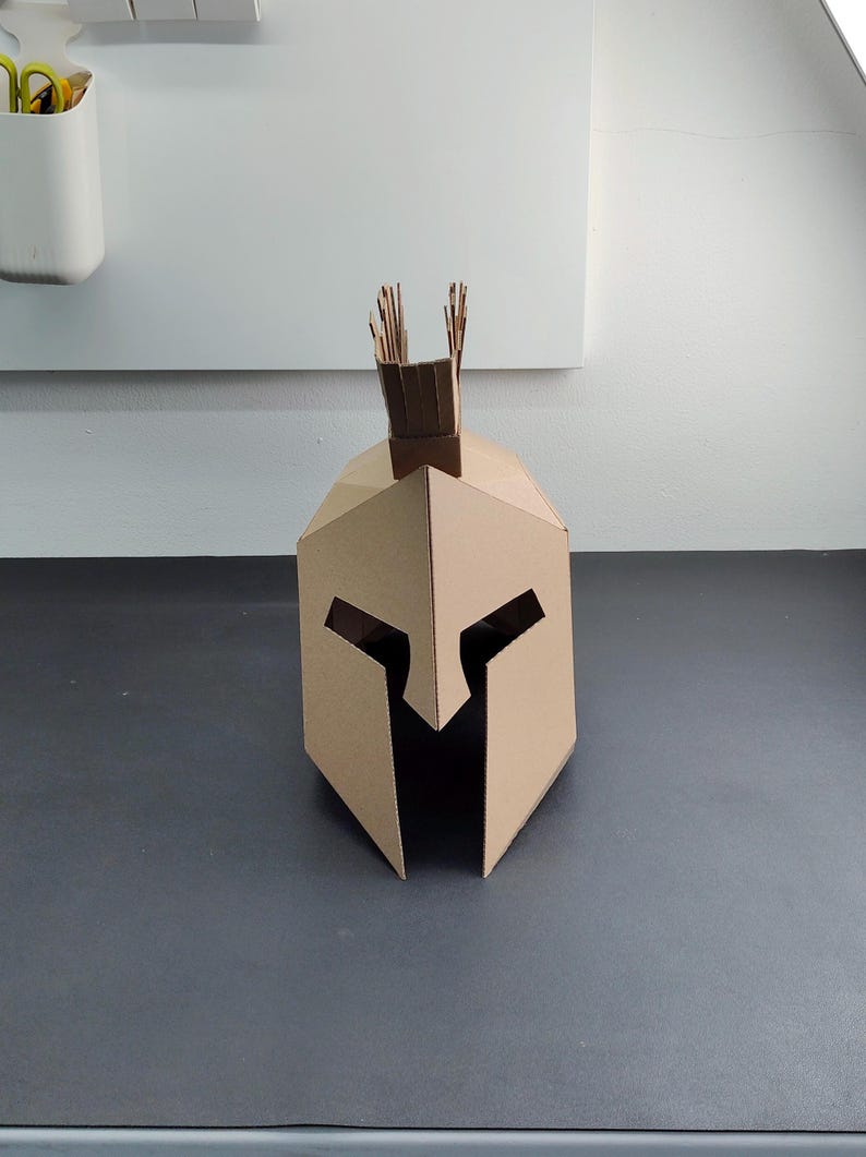 Spartan Helmet Cardboard Template | DIY Leonidas Costume and Cosplay Pattern | SVG PDF resizable image 6