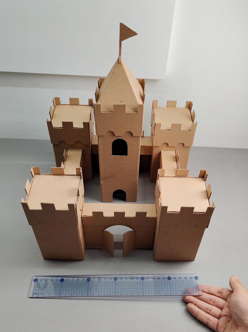 Modello in cartone di castello o fortezza / Progetto in miniatura fai da te e schema per lavoretti per bambini / SVG PDF immagine 5