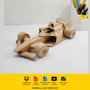 Modello in cartone per gara di Formula 1 - Schema stampabile fai-da-te per progetti creativi (PDF, SVG, ridimensionabile)