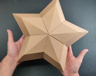 3d star shape cardboard craft template DIY plan