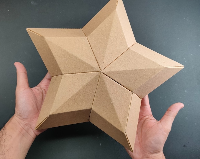 3d star shape cardboard craft template DIY plan