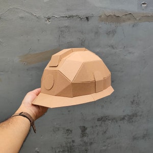 Molde de capacete de segurança de papelão. Molde para impressão DIY para criar capacete de segurança de papelão ondulado