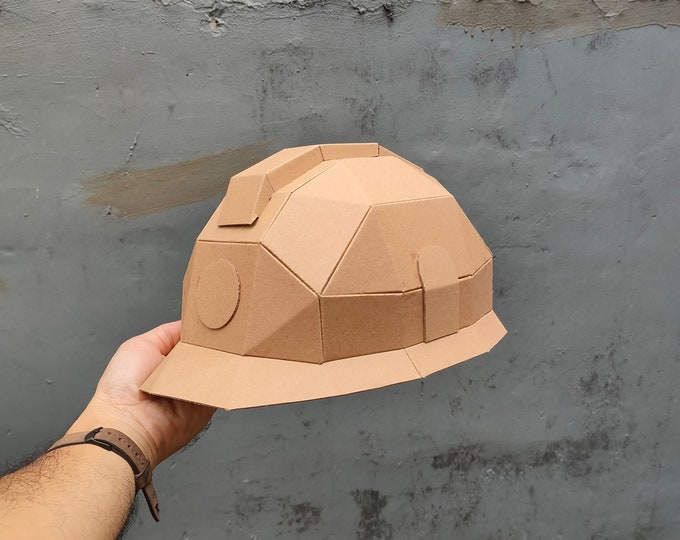 Cardboard safety helmet Template. DIY Printable Pattern for creating safety helmet from corrugated cardboard