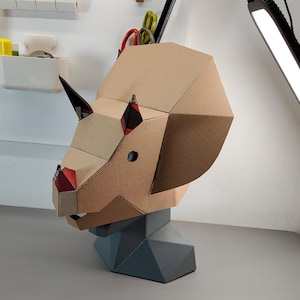 Triceratops Dino Helmet Cardboard Template | DIY Costume and Festivals Pattern | resizable SVG PDF image 3