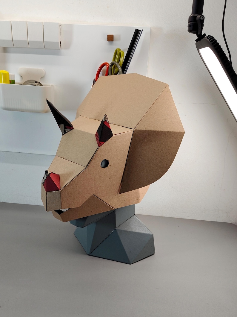 Triceratops Dino Helmet Cardboard Template | DIY Costume and Festivals Pattern | resizable SVG PDF image 3