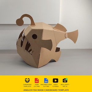 Cardboard Angler Fish Full Head Mask