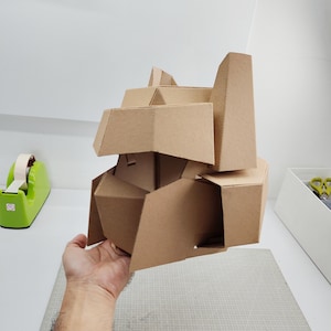 Optimus Prime simple robot helmet cardboard craft template DIY plan