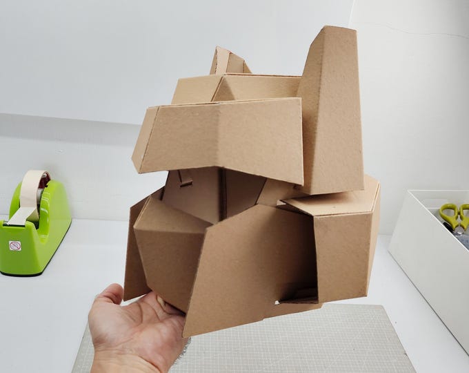 Optimus Prime simple robot helmet cardboard craft template DIY plan