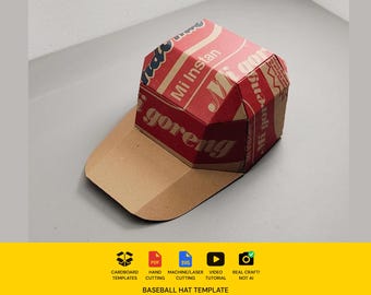 Plantilla sencilla de cartón para gorra de béisbol / Plano en formato SVG y PDF redimensionable para disfraz casero