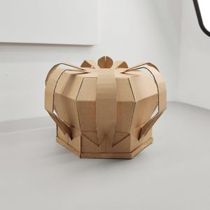 Cardboard Crown with ornaments PDF Template. DIY Printable Pattern for creating Crown with ornaments from corrugated cardboard
