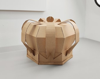 Cardboard Crown with ornaments PDF Template. DIY Printable Pattern for creating Crown with ornaments from corrugated cardboard