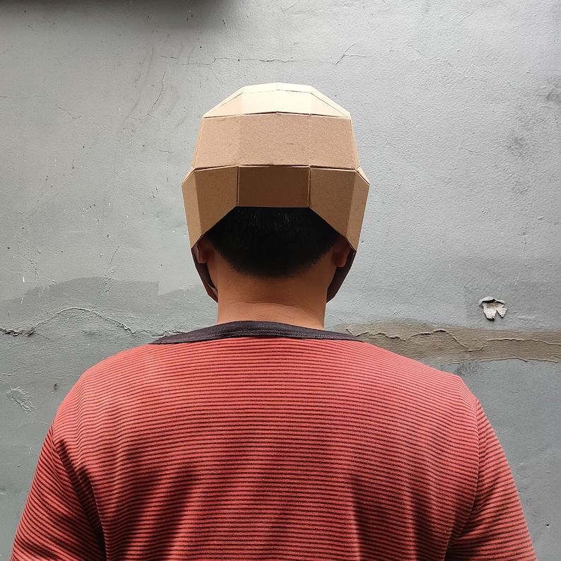 Cardboard skull mask rear view