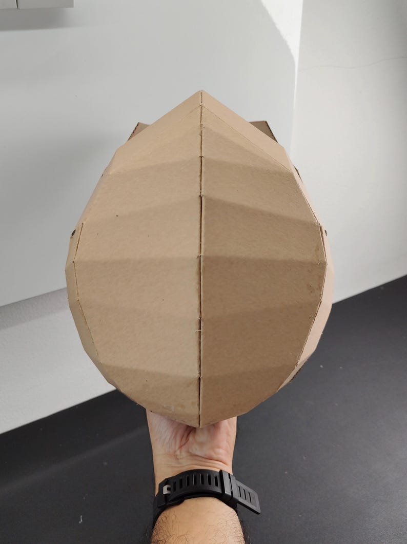 Superhero helmet or villain helmet cardboard craft template  top view