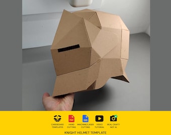 de Carton de casque de chevalier | Plan PDF SVG redimensionnable pour un costume DIY ou un cosplay