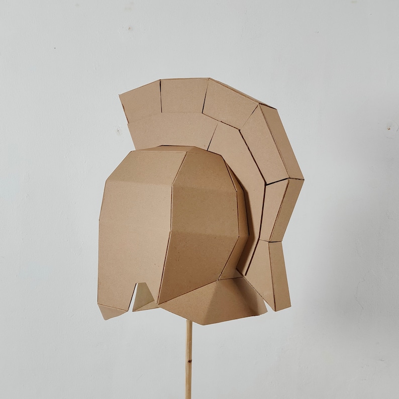 Cardboard Ancient Greek Helmet Base back view