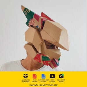 Mecha Helmet Carboard Template - DIY Cardboard Armor Pattern (Scalable PDF and SVG)