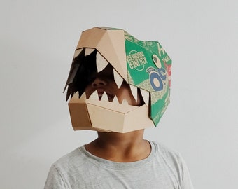 T-rex (tyranosaurus) Dino cardboard hat/helmet template DIY plan blueprint