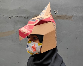 Cardboard Hawk helmet Template. DIY Printable Pattern for creating Hawk helmet from corrugated cardboard